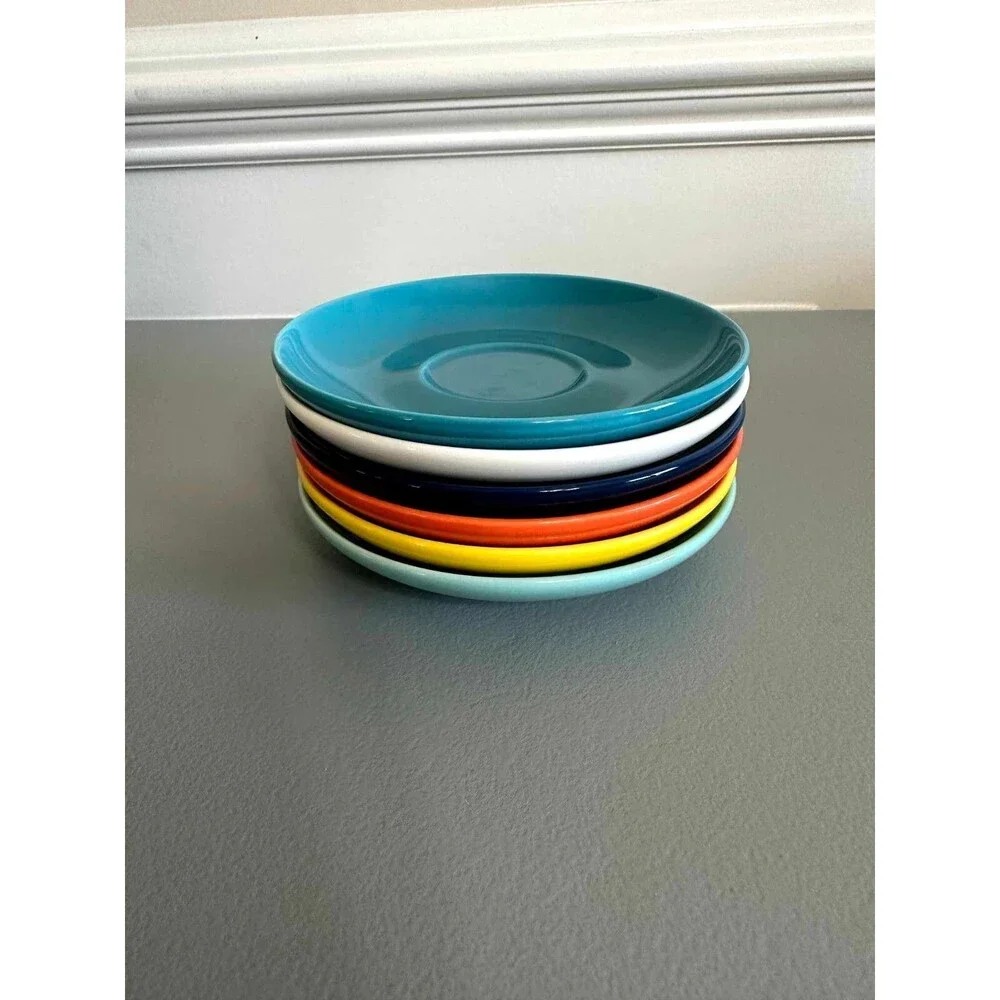 Sweese Porcelain Salad Pasta Saucer Plate 5.5” - Set of 6 Multicolor